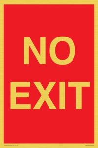 NO EXIT red background